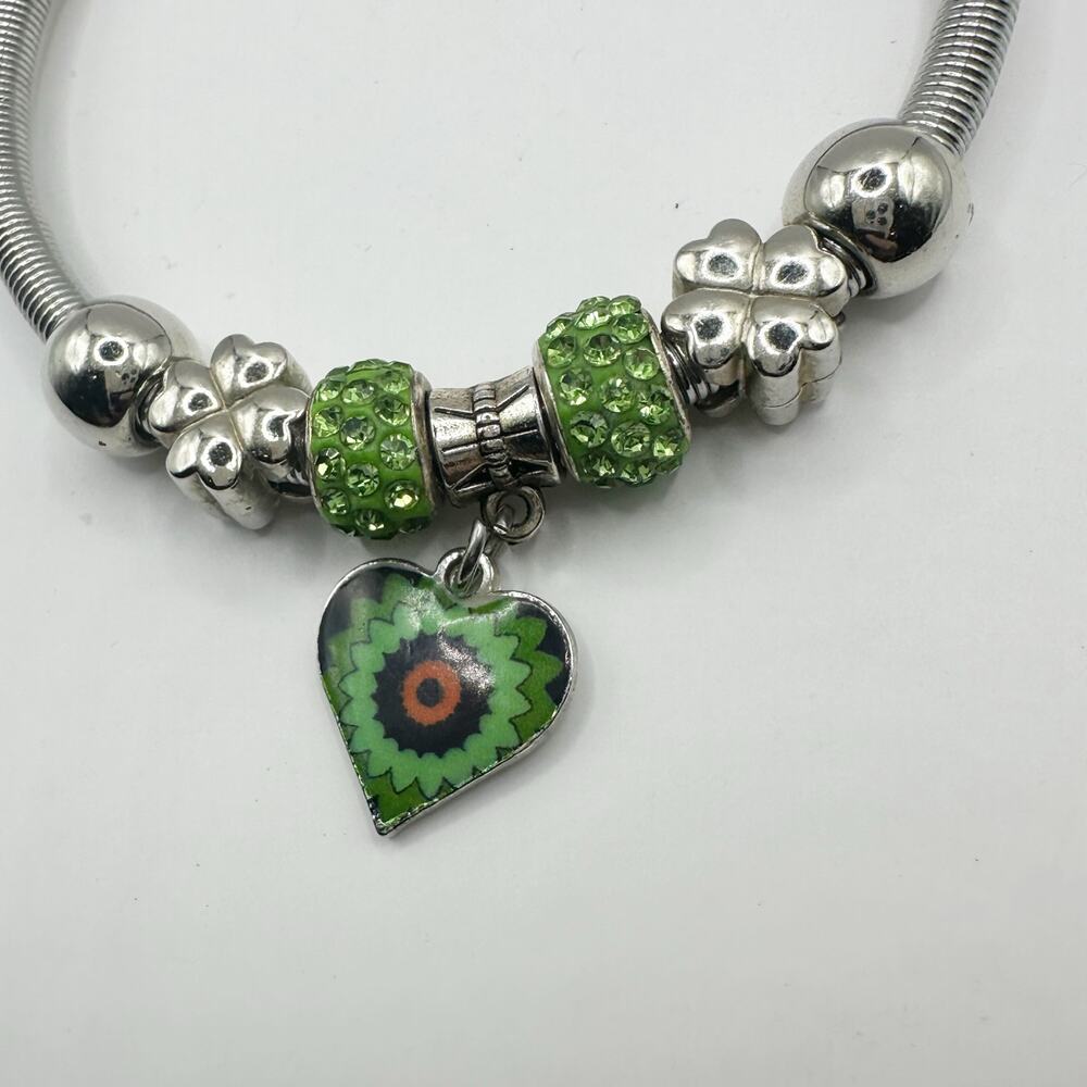 Unbranded Slide Enamel Fashion Bracelet Green Heart Boho Chic - Picture 3 of 7